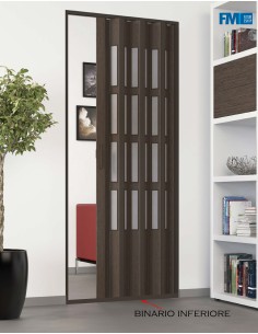 Porta a soffietto con vetri e guida inferiore su misura