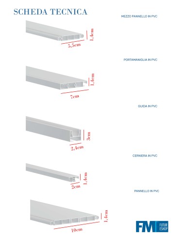Porta a soffietto con vetri e guida inferiore su misura