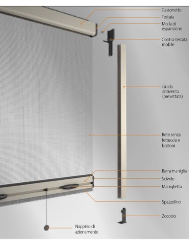 Zanzariera a Molla Bettio Mini Verticale su Misura