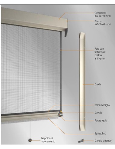 Zanzariera a Molla Bettio Sonia Verticale su Misura
