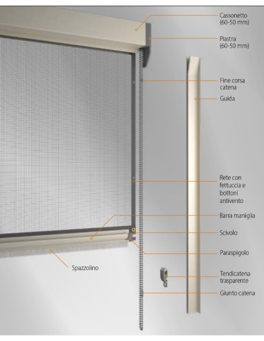 Zanzariera a Catena Bettio Katia Verticale su Misura