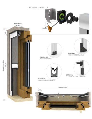 Zanzariera FM40 a Molla – Cassonetto 40 mm su Misura