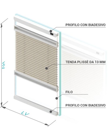 Tenda Plissè Slim Bioadesiva su Misura