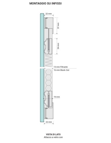 Tenda plissè bioadesiva con guide laterali senza fori