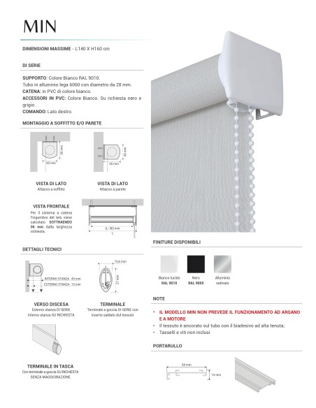 Tenda a Rullo MIN per Interni su Misura