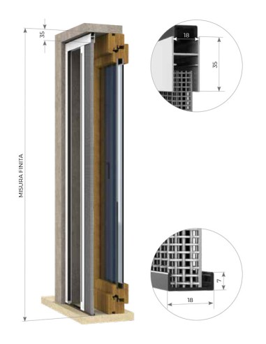 Zanzariera laterale plissettata da 18 mm
