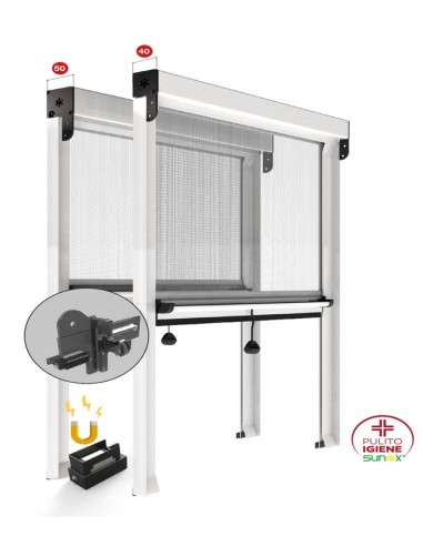 Zanzariera a Molla con Bottoni – Cassonetto 40/50 mm