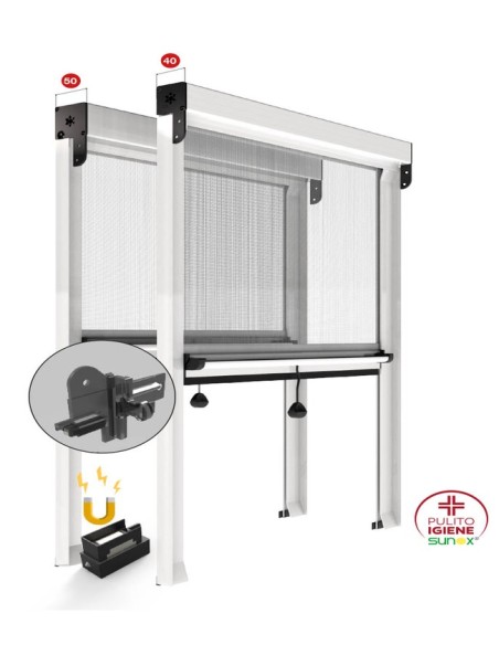 Zanzariera a Molla con Bottoni – Cassonetto 40/50 mm