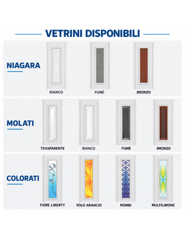 Porta a soffietto su misura con vetrini e guida in alluminio