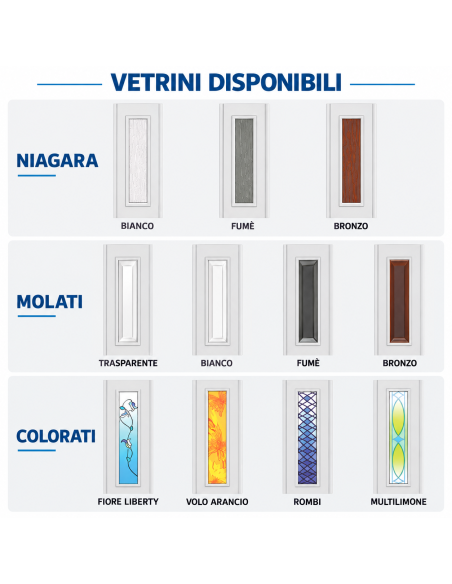 Porta a soffietto su misura con vetrini e guida in alluminio